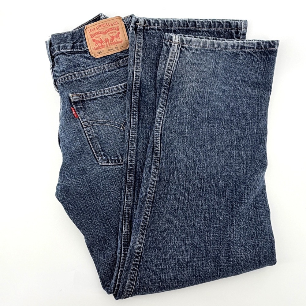 Levis 550 Relaxed Youth Size 12 Reg Blue Denim Jeans 26x26 Straight Leg